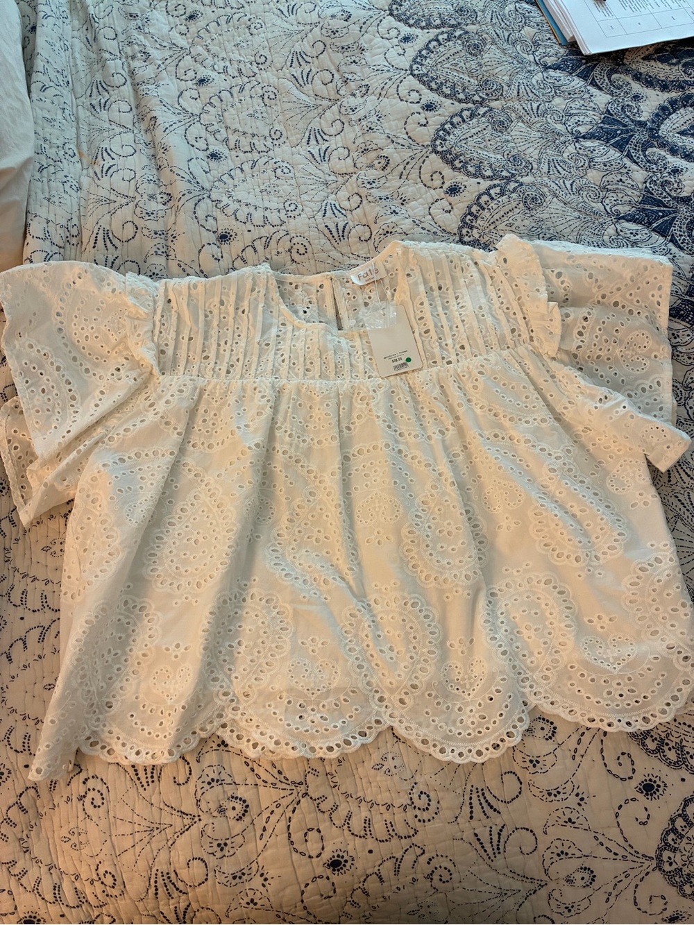 NWT White Eyelet Top by Fate - medium